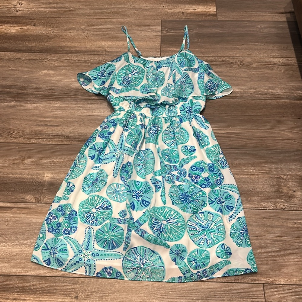Blue and White Sea Shells Patterned Sundress